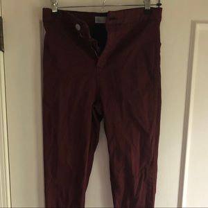 Topshop Joni High Waisted Maroon Jeans